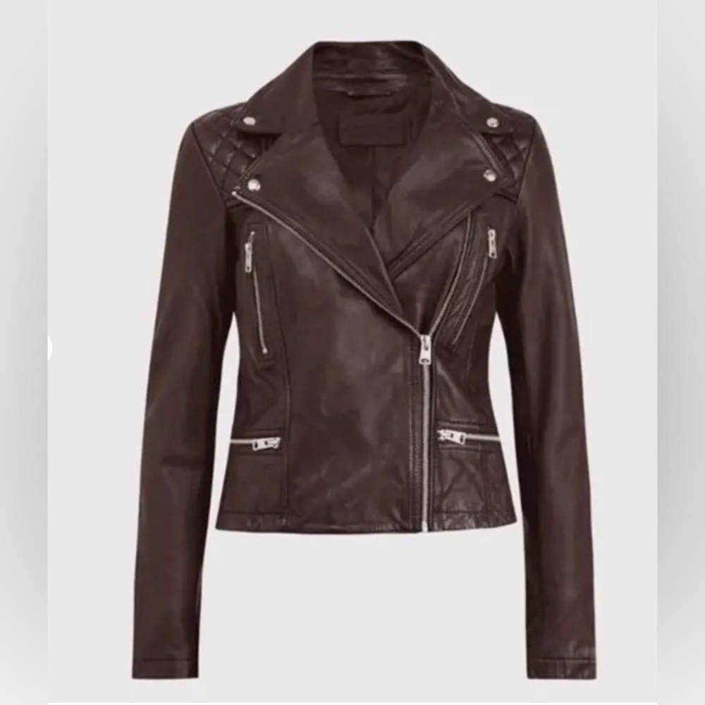 All Saints Oxblood Leather Jacket - Catch Biker